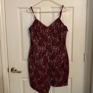 NWT-Bailey Blue Burgundy Lace Wrap Dress -Size XL